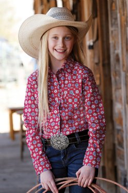 Girls Pink Medallion Print Shirt