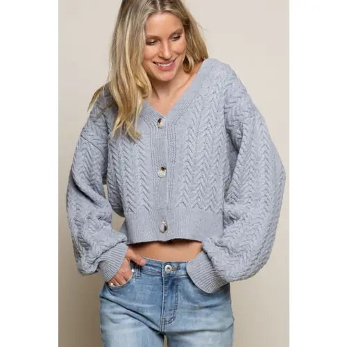Light Grey Button Cardigan/Sweater