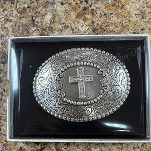 Diamond Silver Cross Buckle