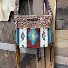Load image into Gallery viewer, Red/Turquoise Aztec Crossbody Clutch