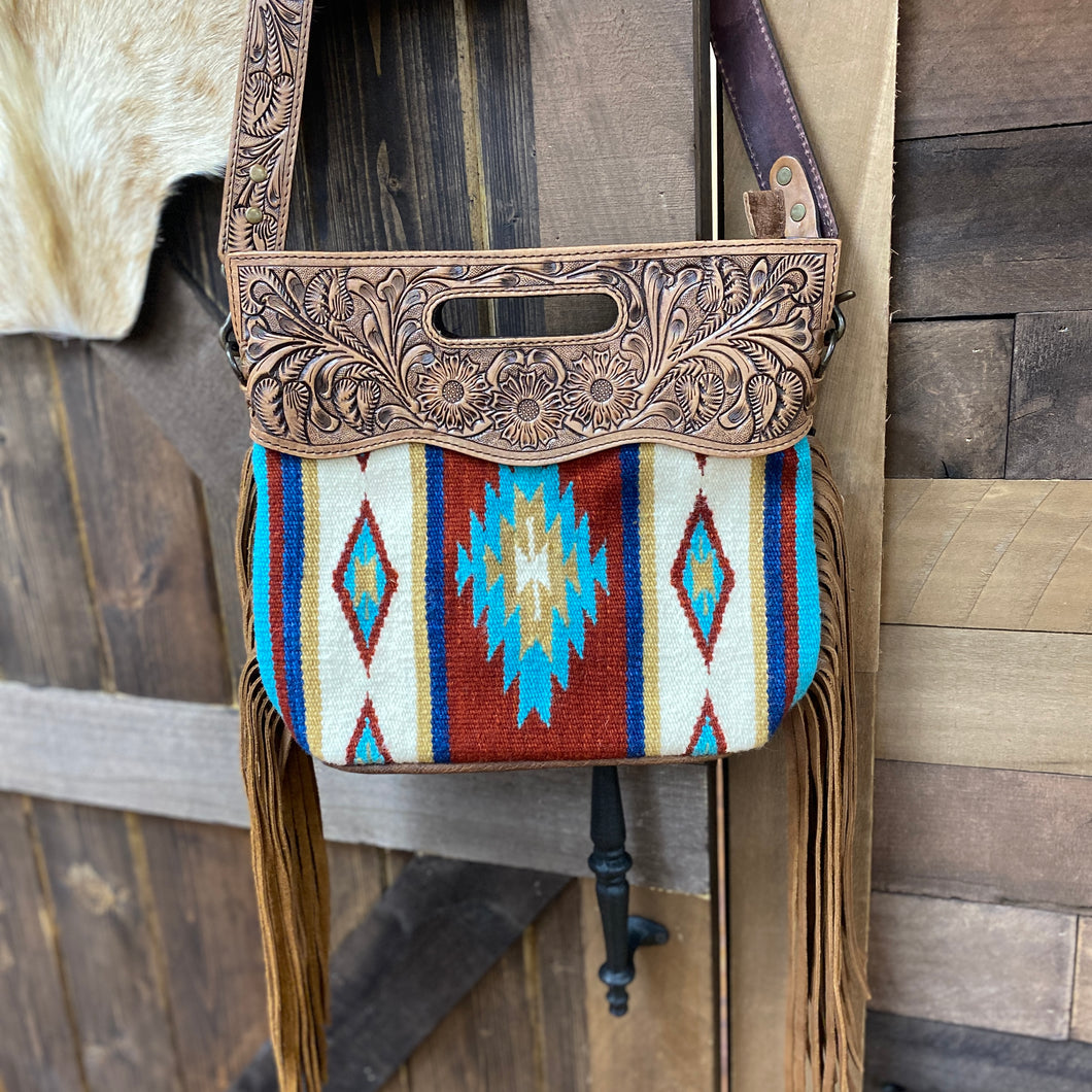 Red/Turquoise Aztec Crossbody Clutch