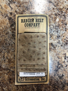 Ranger Ostrich Money Clip Wallet