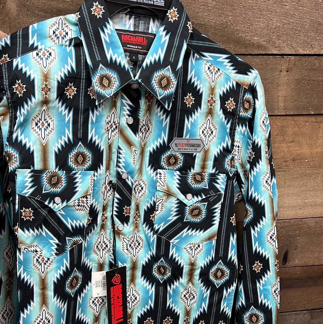 Mens Western Aztec Pearl Snap – Rustic Soul