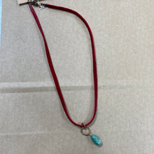 Load image into Gallery viewer, Leather Choker Turquoise Drop