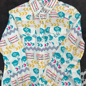 Roper Little Girls Buffalo Print Shirt