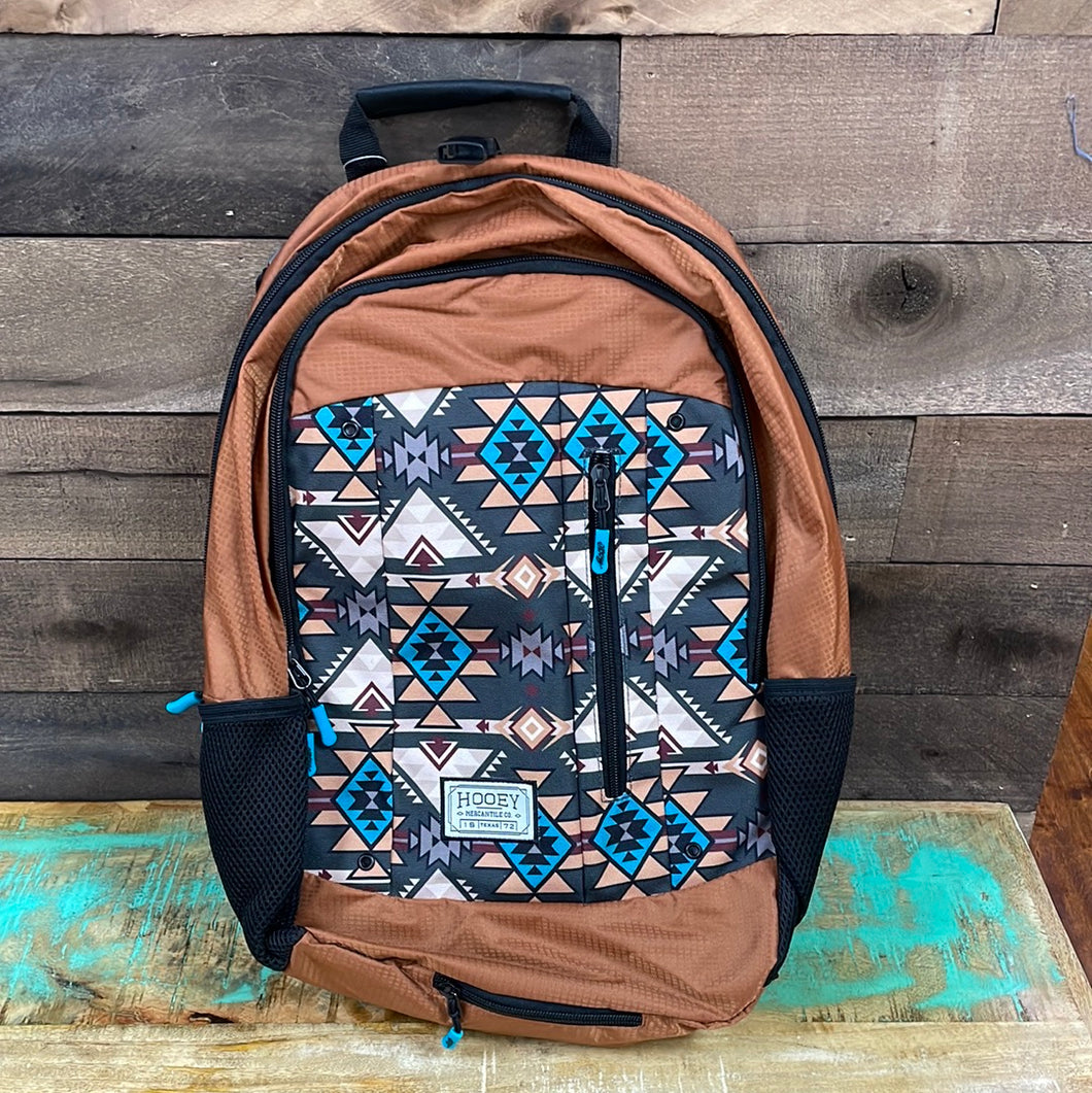 Hooey Backpack Tan Body with Aztec Pattern