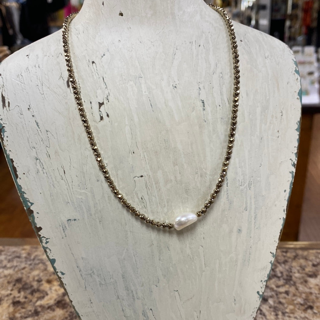 Faceted Pyrite & Pearl Center