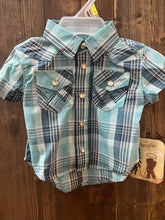 Load image into Gallery viewer, Infant Boys Blue Plaid Pearl Snap
