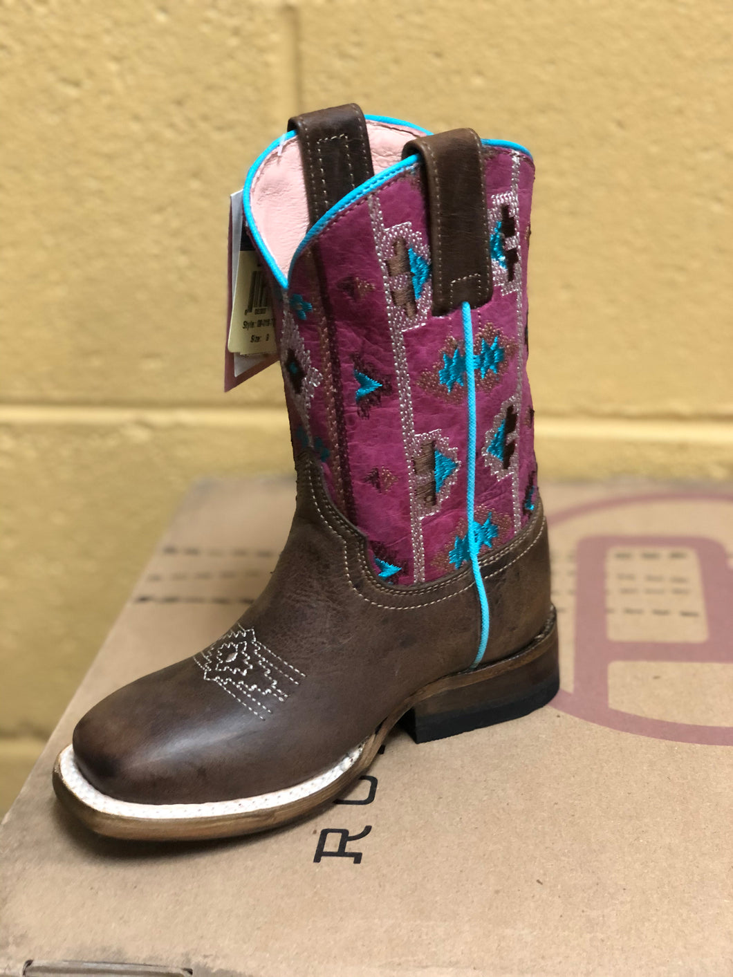 Aztec Embroidery/Pink Roper Boot