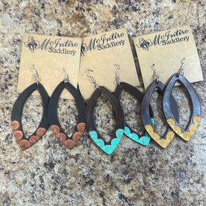Cut Out Leather Oval Earrings