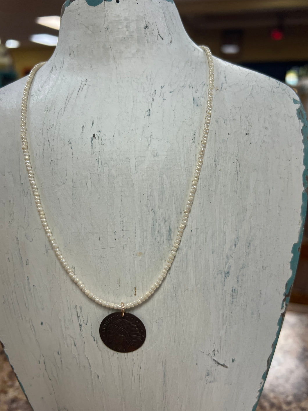 J.Forks Pearl Seed Indian Necklace