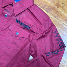 Load image into Gallery viewer, Wrangler Boy&#39;s Maroon Logo Button Down