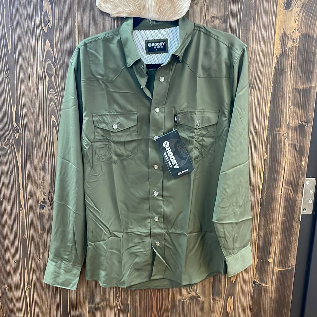 “Sol” Olive Long Sleeve Pearl Snap