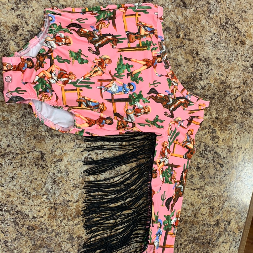 Pink Cowgirl Fringe Leo