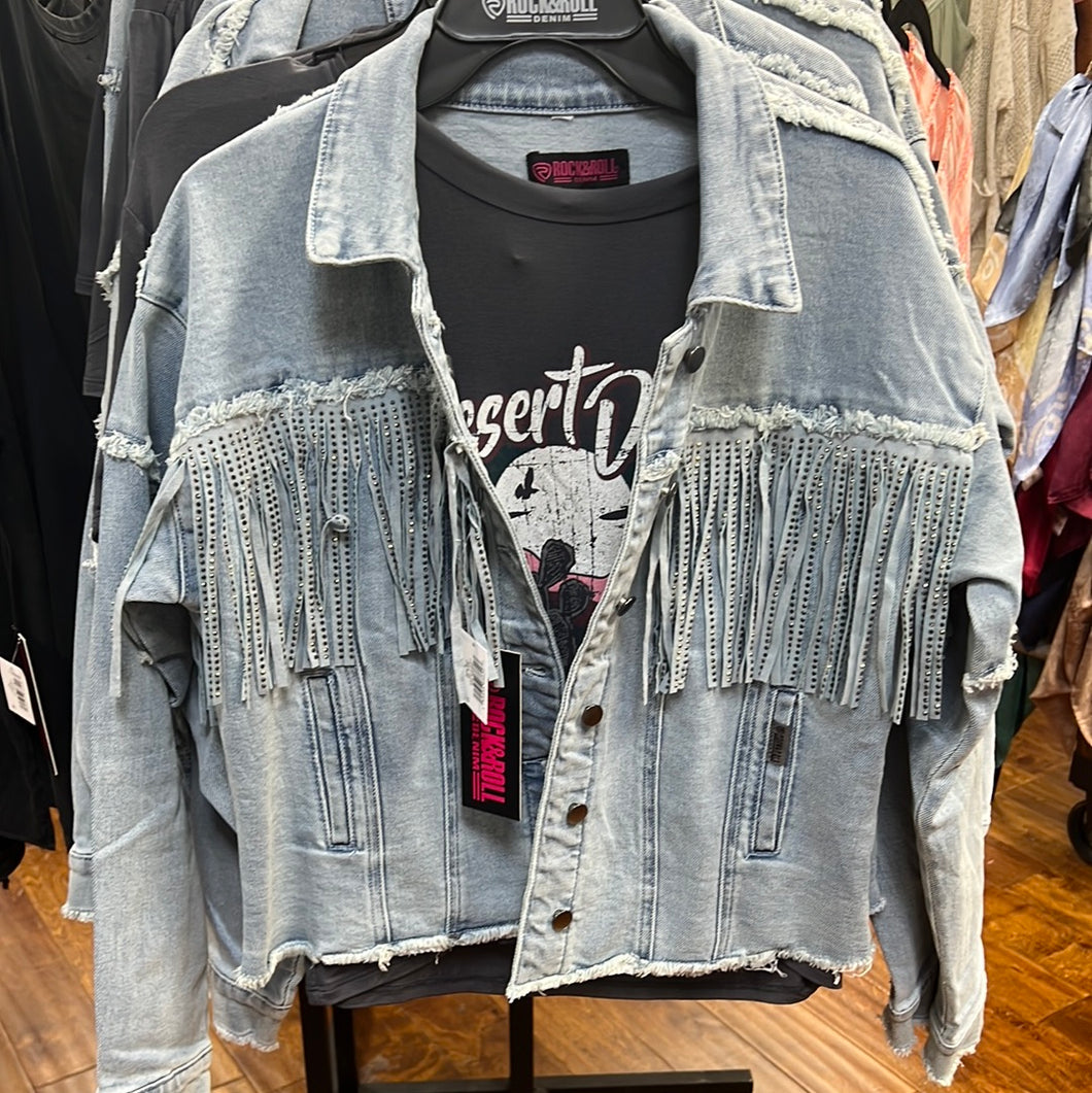 Rock & Roll Women’s Denim Fringe Jacket