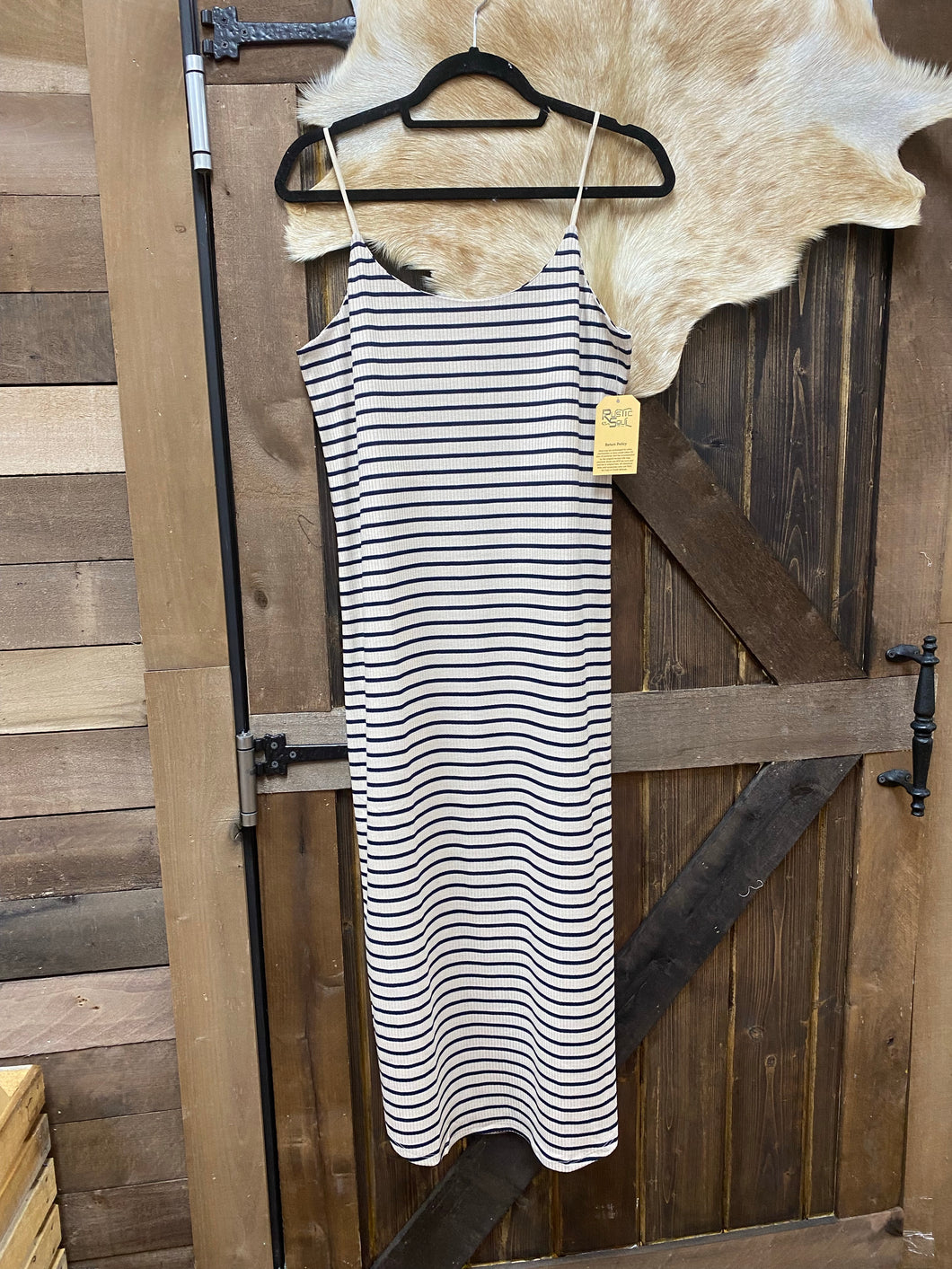 Striped Ribbed Midi Dress