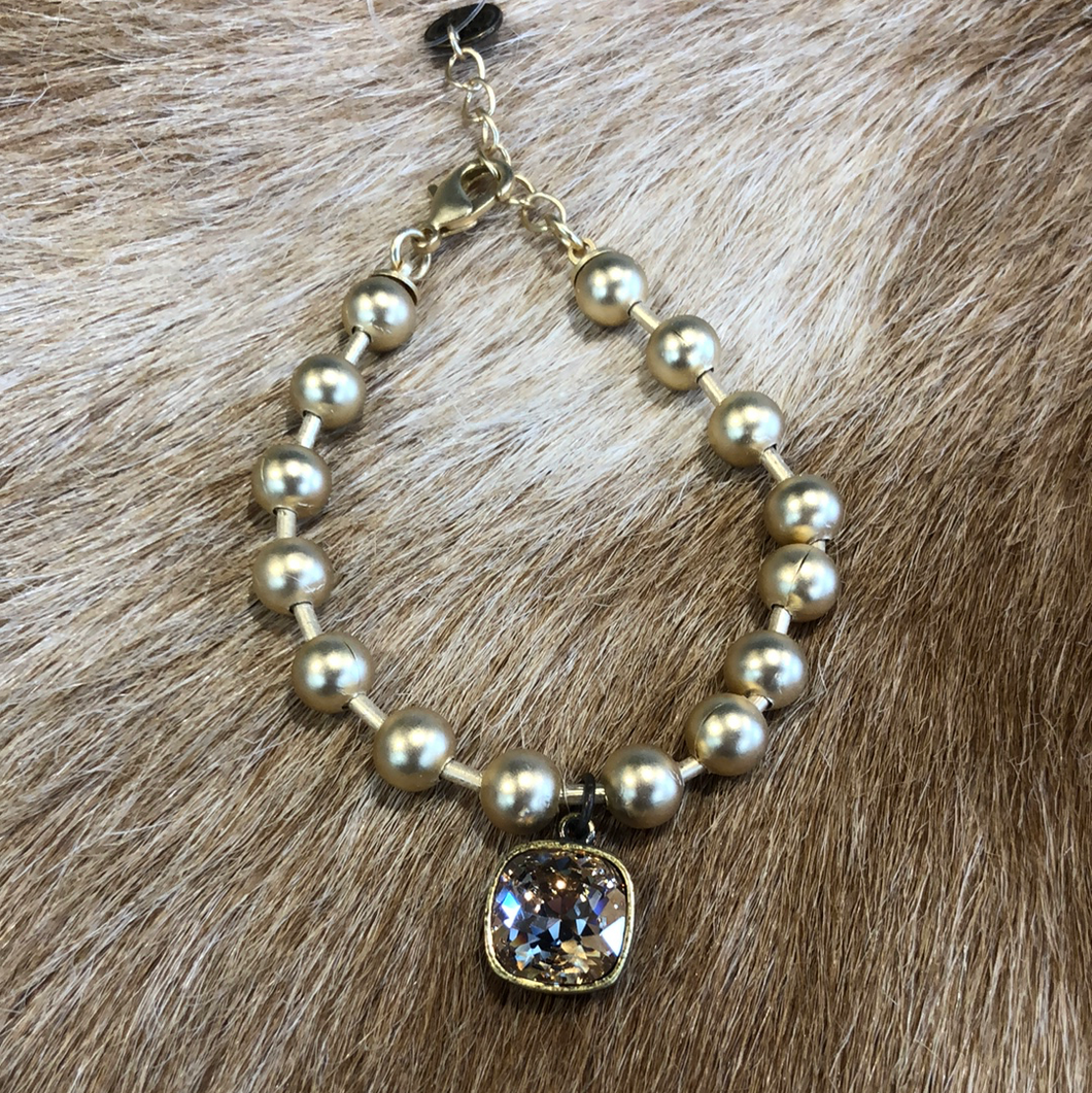 Gold Ball Bracelet W/  Light Silk Jewel