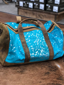 Turquoise Cowhide Over Night Bag