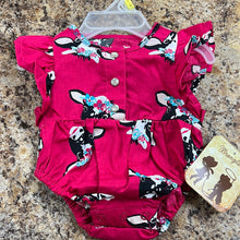 Load image into Gallery viewer, Pink Blossom Cow Wrangler Onesie
