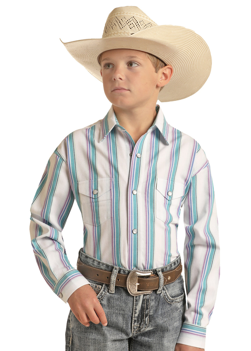 Boy’s Serape Striped Snap Up