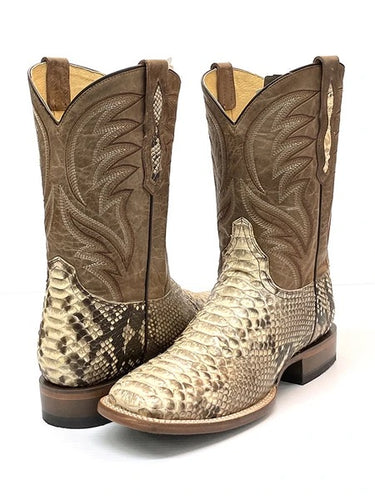 Roper Men's Exotic Natural Tan Python Sq Toe