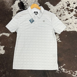 Men’s White Printed Polo