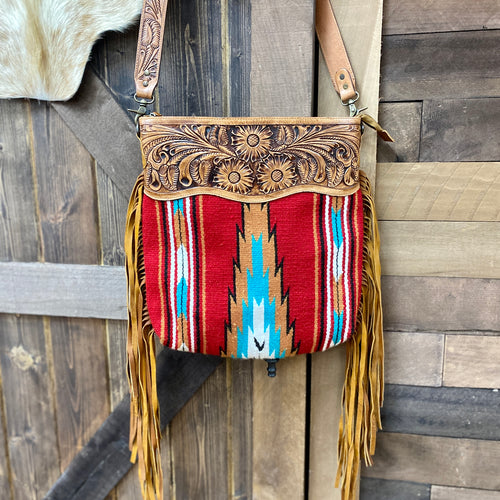 Red Aztec Saddle Blanket Bag