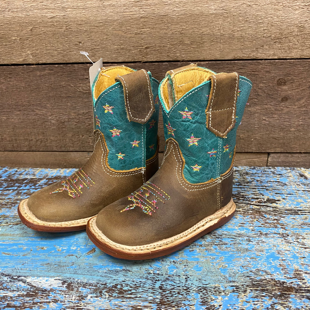 Roper Infant Cowbabies Turquoise w/ Stars Boot