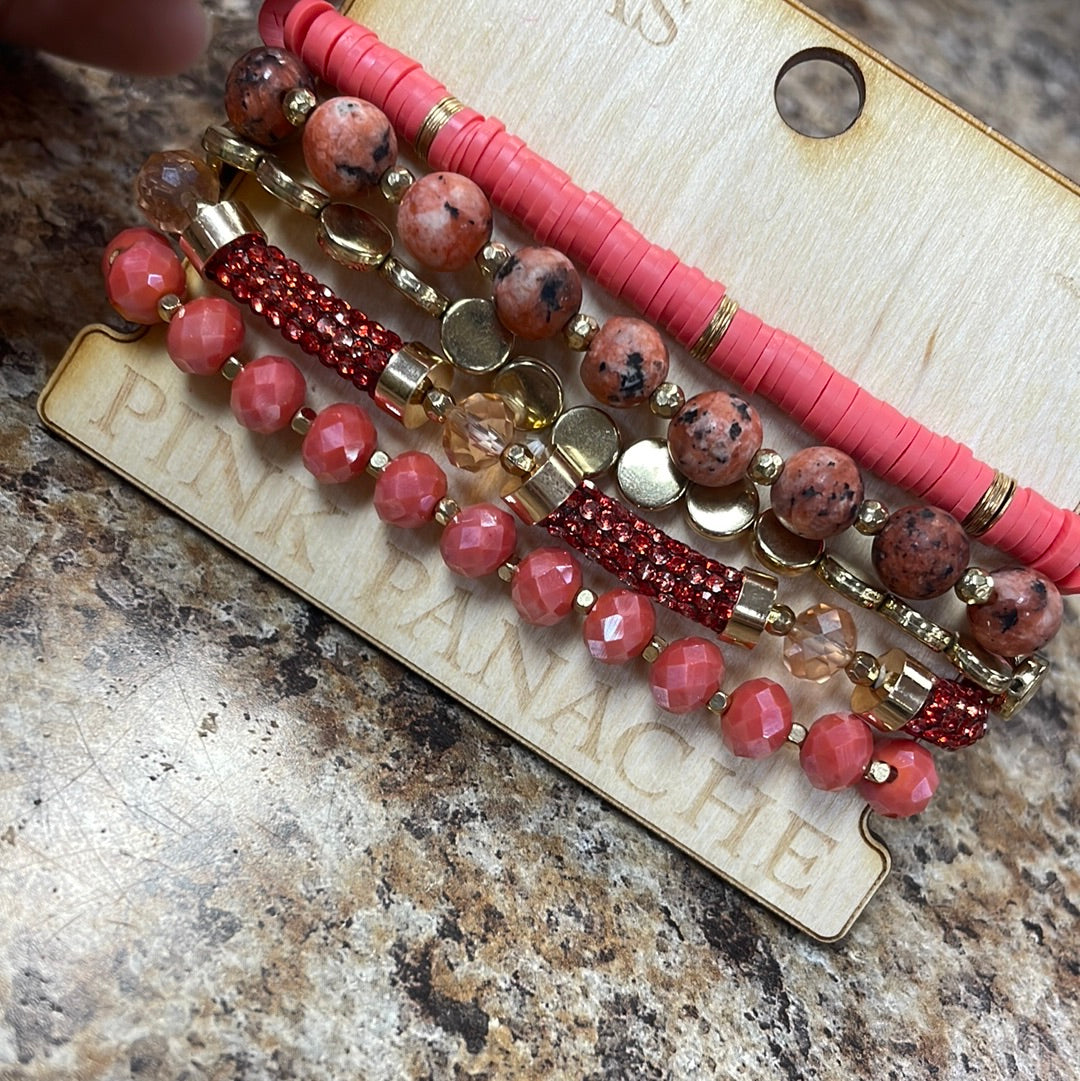  Pink Beaded Bracelet