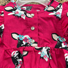 Load image into Gallery viewer, Pink Blossom Cow Wrangler Onesie