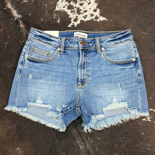 Mid Rise Distressed Shorts