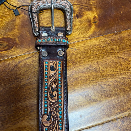 Turquoise Tooled belt