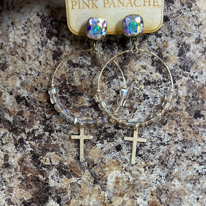 Rose Gold Cross Hoop Earrings