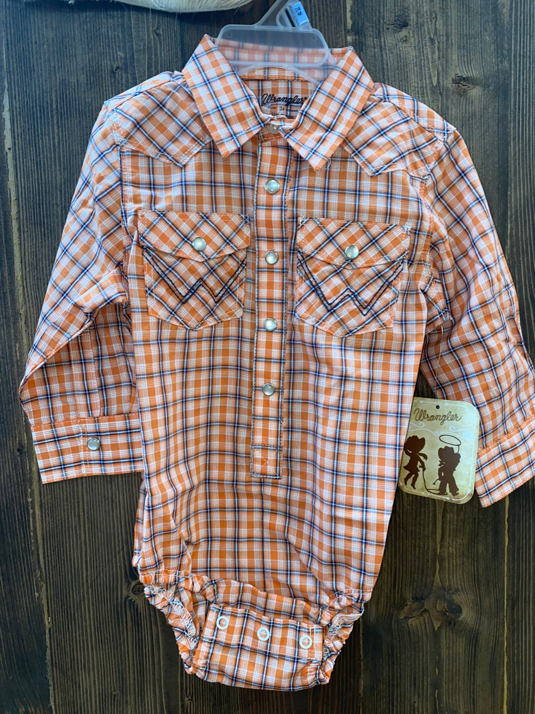 Wrangler West Baby Boy Orange Bodysuit