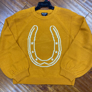 Wrangler Women's Retro Burnt Orange Sweater with Horse Shoe