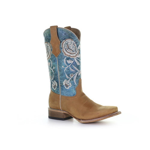 Circle G Turquoise Floral Embroidery Teen Boot