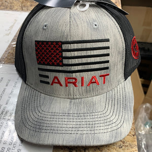 Ariat Grey and Red Flag Hat