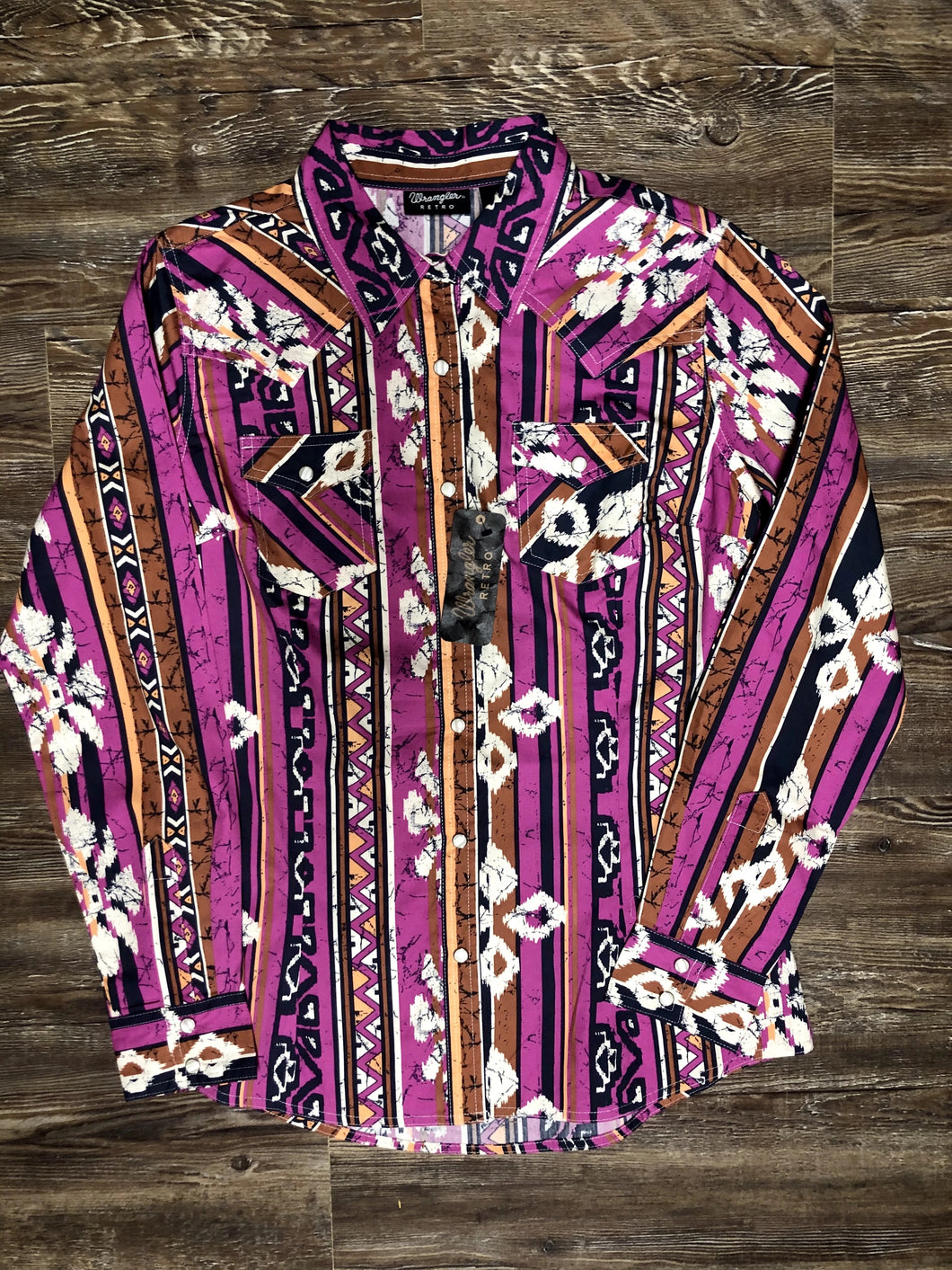 Wrangler women's PURPLE AZTEC RETRO BUTTON UP shirt