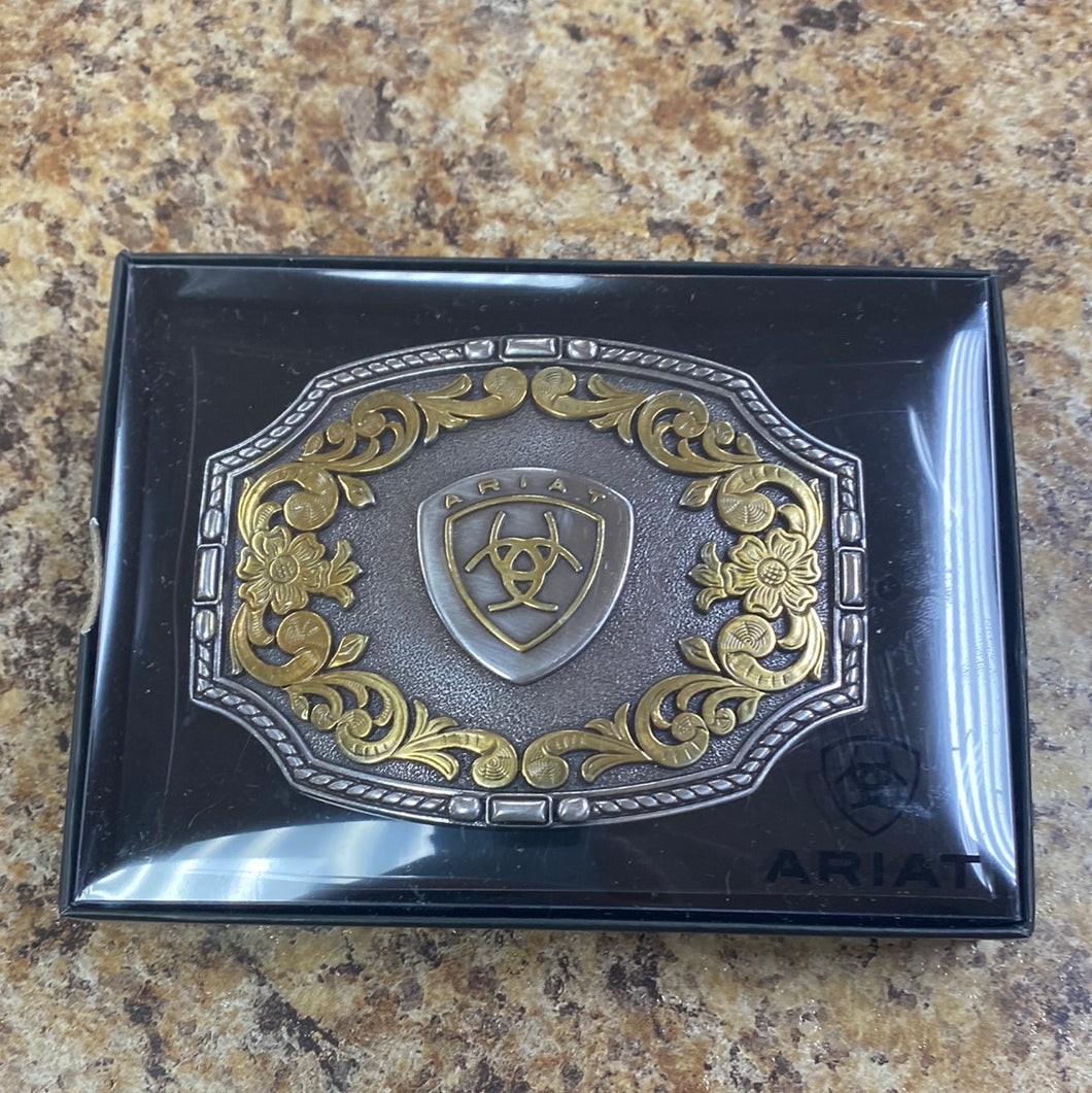 ARIAT RECTANGLE FLORAL BELT BUCKLE