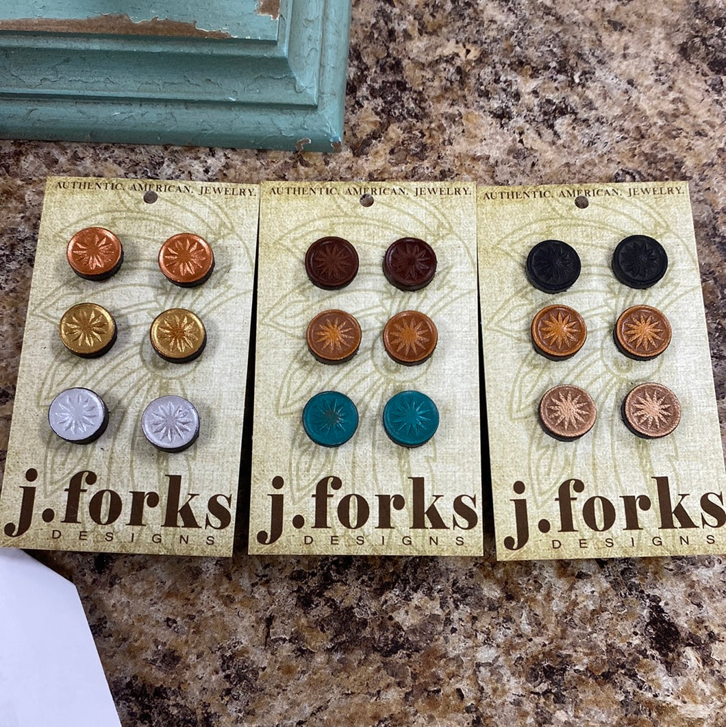 3-Pack Leather Stud Earrings