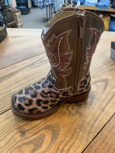 Toddler Pink Glitter Leopard Boot