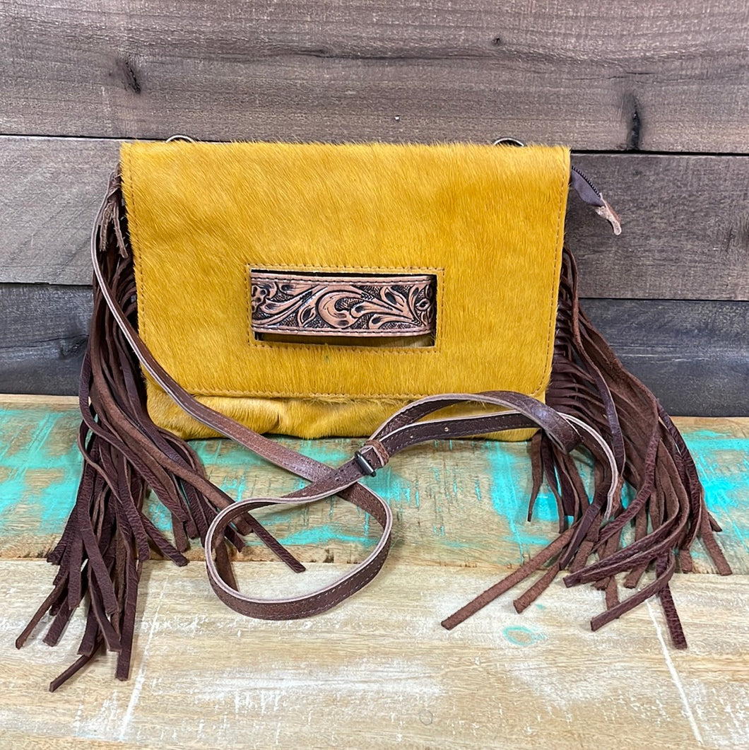 American Darling Mustard Fringe Crossbody