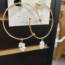 Load image into Gallery viewer, Gold Hoop Crystal Flower Drop Earring