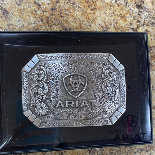 ARIAT RECTANGLE FLORAL BELT BUCKLE