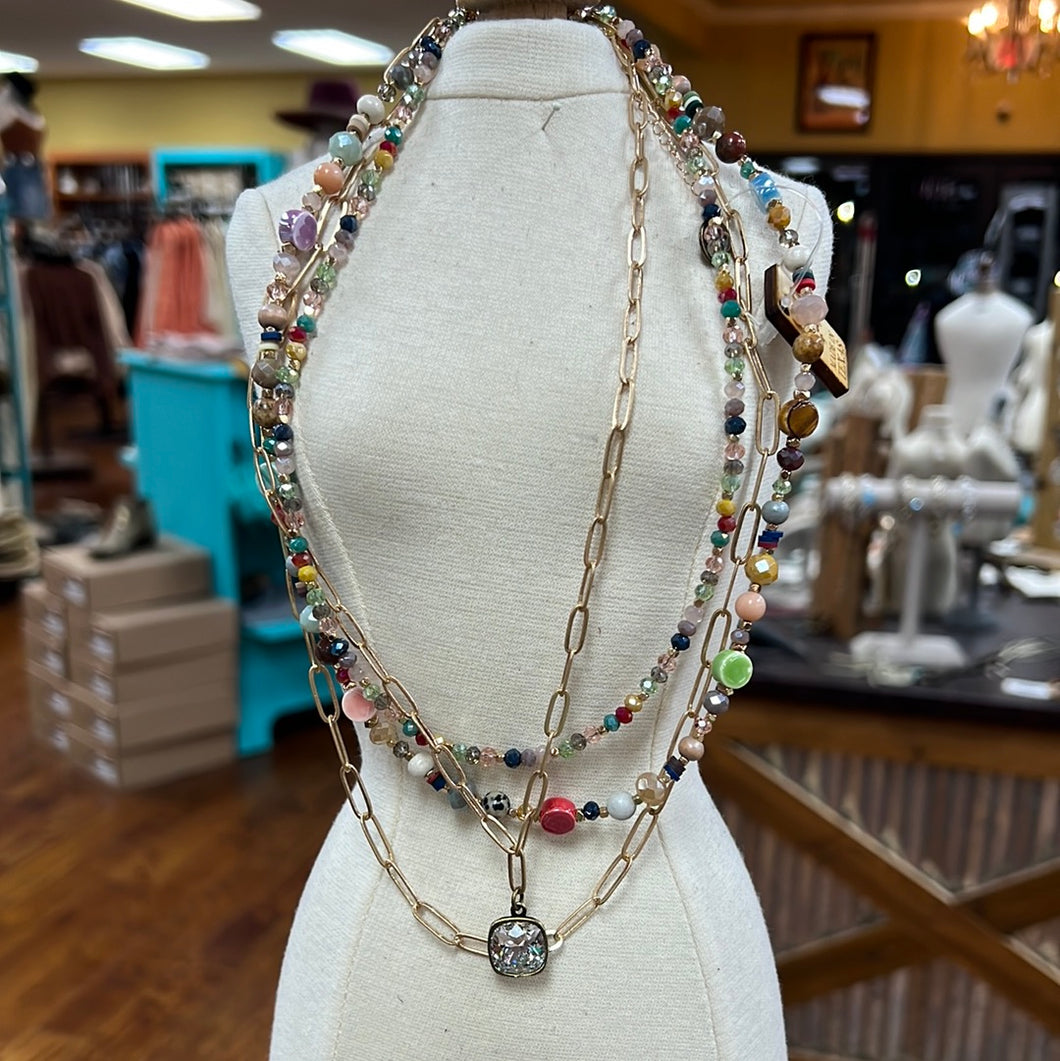 Multicolored Gold Set Necklace