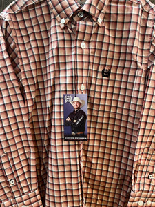 Boys Pink Plaid Button Up