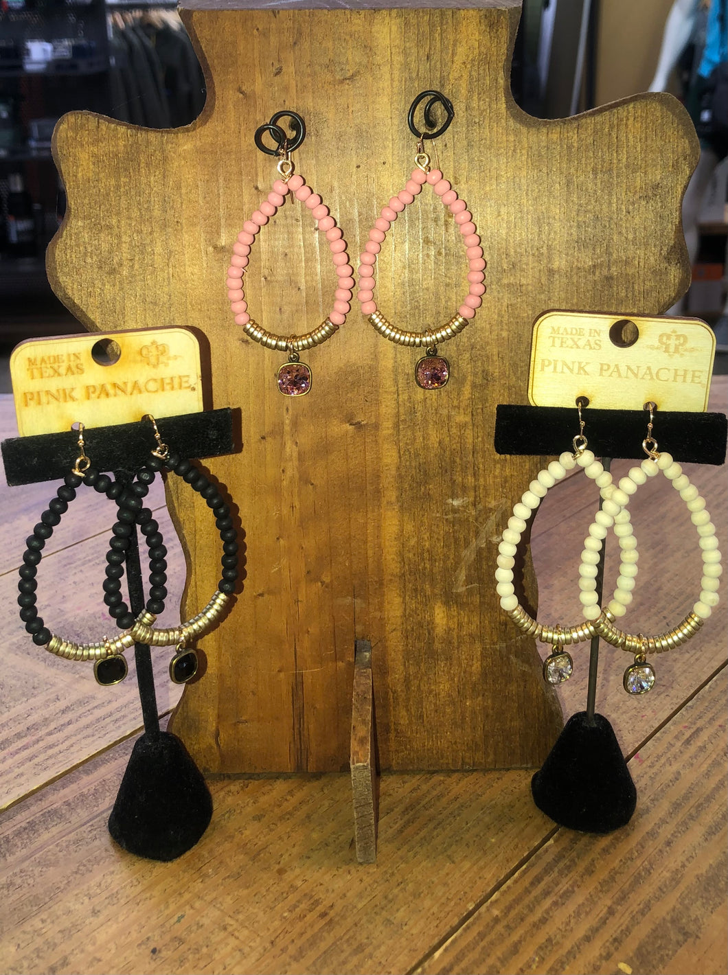 PP Wooden Beaded Teardrop Earring