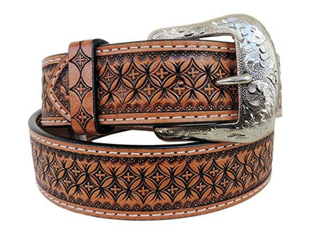 Ranger Saddle Leather Tooled Belt