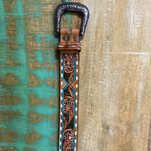 Load image into Gallery viewer, American Darling Teal/White Floral Belt.