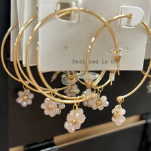 Load image into Gallery viewer, Gold Hoop Crystal Flower Drop Earring